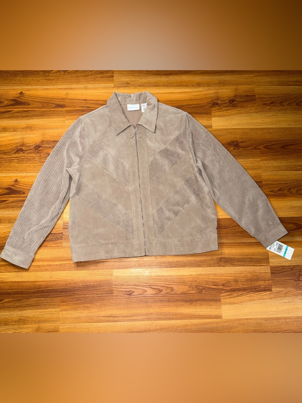Alfred Dunner Taupe Corduroy Zip Jacket